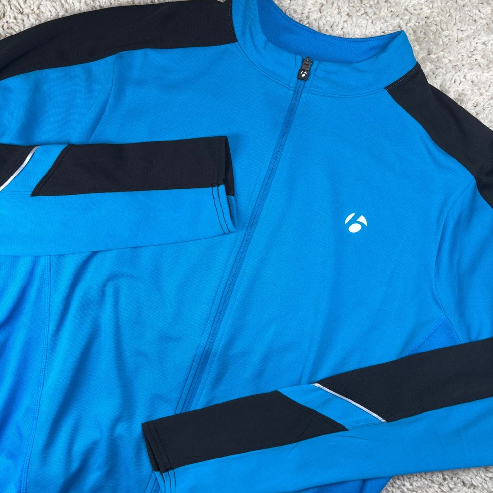 Bontrager Mens Cycling Jersey Size M Blue Black Long Sleeve Full Zip Profila